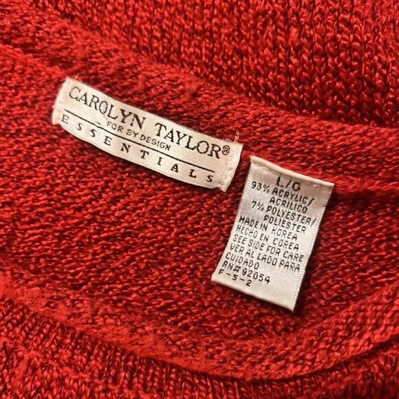 Carolyn Taylor Ski Sweater. Size Large. Red Fuzzy Knit Acrylic Poly. B74 - Picture 4 of 5